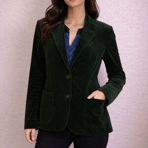 True Vintage ACT III 1970s Forest Green Velour Holiday Blazer Small